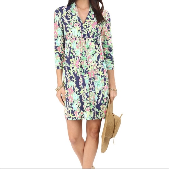 Lilly Pulitzer Alexandra Dress SZ XS Navy Southern Charm - Picture 2 of 14